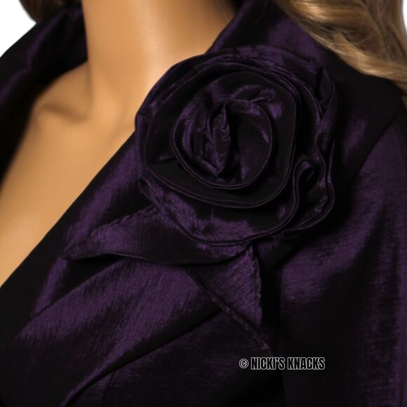 Eliza J Purple Taffeta Evening Gown Dress 6 Formal Wedding Guest Mother of Bride - Picture 7 of 12